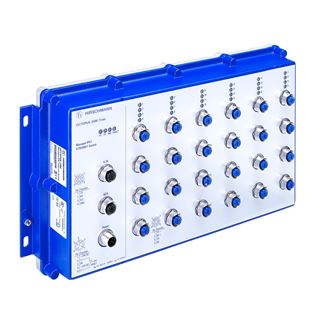 Managed IP67 Switch, 24 ports, supply voltage 24 VDC, Software L2P, train approvals